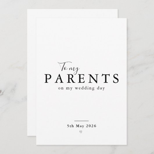 Personalized Parents Wedding Day Thank You Card 招待状 (正面/裏面)