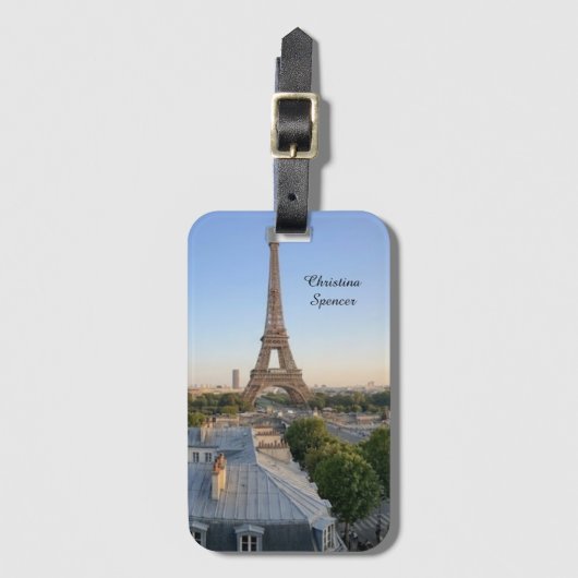 Personalized Paris City Skyline Custom ラゲッジタグ (正面縦)