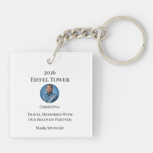 Personalized Paris City Skyline Souvenir キーホルダー (裏面)