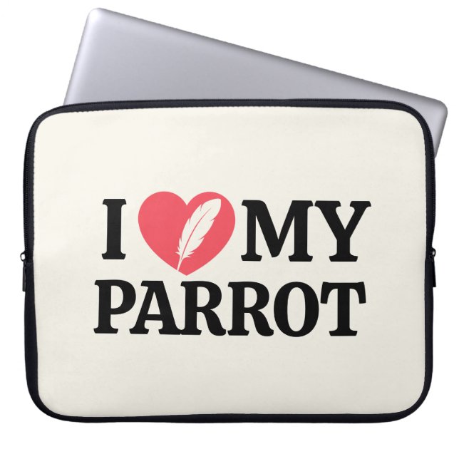 Personalized Parrot Love Minimal Typography White ラップトップスリーブ (正面)