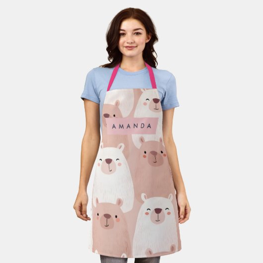 Personalized Pastel Adorable Capybara エプロン (着用した状態)