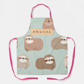 Personalized Pastel Adorable Sloth Pattern エプロン (正面)