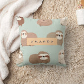 Personalized Pastel Adorable Sloth Pattern クッション (ブランケット)