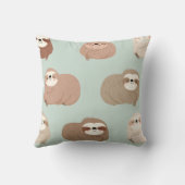 Personalized Pastel Adorable Sloth Pattern クッション (裏面)