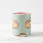 Personalized Pastel Adorable Sloth Pattern ツートーンマグカップ (中央)