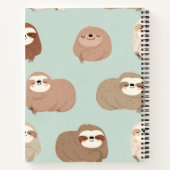 Personalized Pastel Adorable Sloth Pattern ノートブック (裏面)