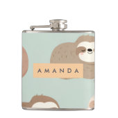 Personalized Pastel Adorable Sloth Pattern フラスク (正面)