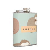 Personalized Pastel Adorable Sloth Pattern フラスク (右)