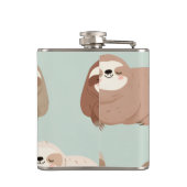 Personalized Pastel Adorable Sloth Pattern フラスク (裏面)