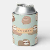 Personalized Pastel Adorable Sloth Pattern 缶クーラー (缶正面)