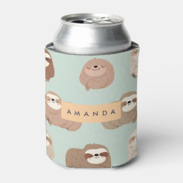 Personalized Pastel Adorable Sloth Pattern 缶クーラー