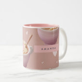 Personalized Pastel Apple Cinnamon Tea Pattern ツートーンマグカップ (正面右)
