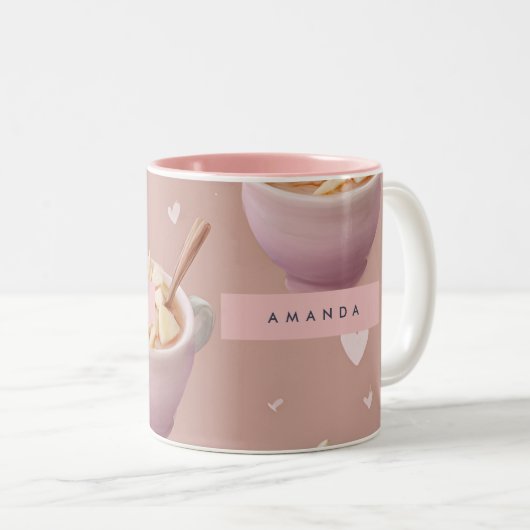 Personalized Pastel Apple Cinnamon Tea Pattern  ツートーンマグカップ (正面右)