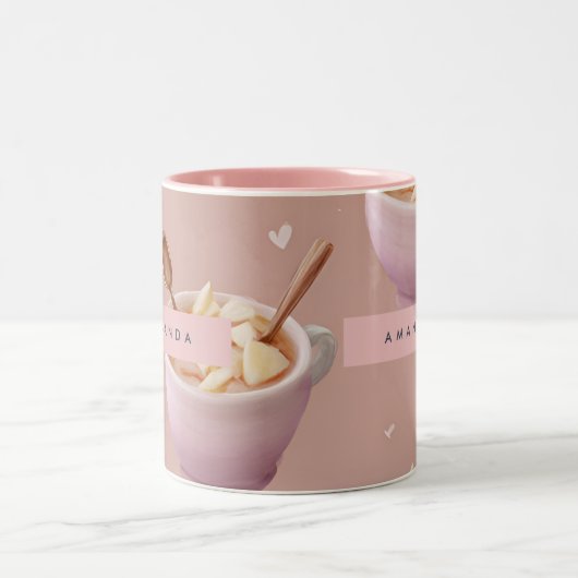 Personalized Pastel Apple Cinnamon Tea Pattern  ツートーンマグカップ (中央)