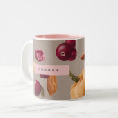 Personalized Pastel Autumn Harvest Nuts Pattern ツートーンマグカップ (正面左)