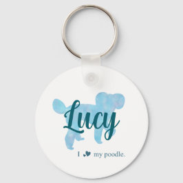 Personalized Pastel Blue Poodle Keychain キーホルダー