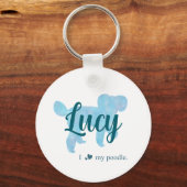 Personalized Pastel Blue Poodle Keychain キーホルダー (正面)