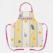 Personalized Pastel Blueberry & Lemon Pattern エプロン (正面)