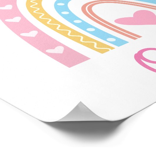 Personalized Pastel boho rainbow Name girl   ポスター (角)