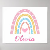 Personalized Pastel boho rainbow Name girl   ポスター (正面)