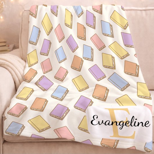 Personalized Pastel Bookish Aesthetic Pattern フリースブランケット
