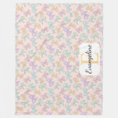 Personalized Pastel Bow Aesthetic Pattern フリースブランケット (正面)