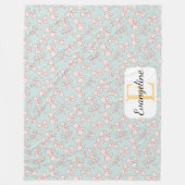 Personalized Pastel Bow Aesthetic Pattern Pink Blu フリースブランケット (正面)