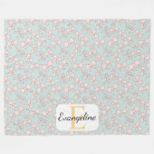 Personalized Pastel Bow Aesthetic Pattern Pink Blu フリースブランケット (正面(横))