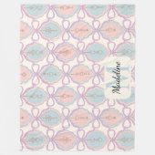 Personalized Pastel Bows Monogram Name Blanket フリースブランケット (正面)