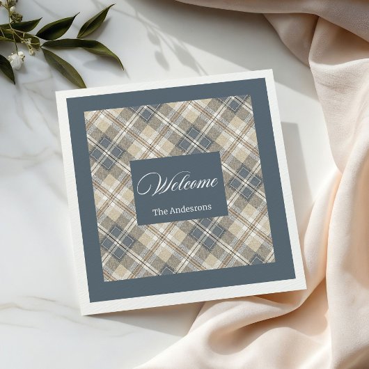 Personalized Pastel Brown Blue Napkins Classic