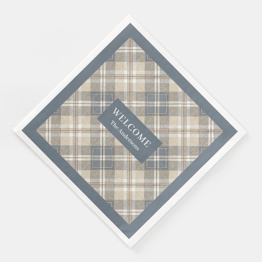 Personalized Pastel Brown Blue Napkins Classic (コーナー)