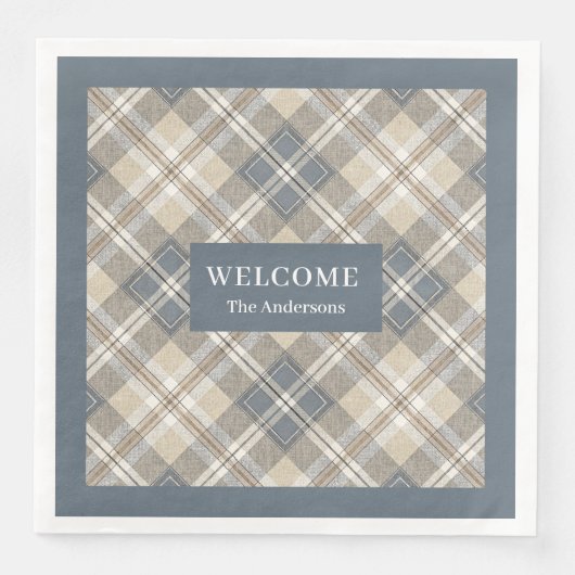 Personalized Pastel Brown Blue Napkins Classic (正面)