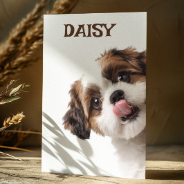 Personalized Pastel Brown Dog Photo & Name Card ポストカード