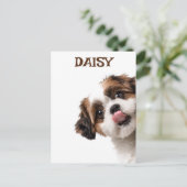 Personalized Pastel Brown Dog Photo & Name Card ポストカード (スタンド正面)