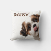 Personalized Pastel Brown Dog Photo & Name Pillow クッション (正面)