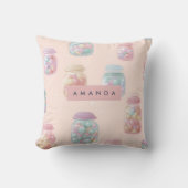 Personalized Pastel Candy Jar Pattern クッション (正面)
