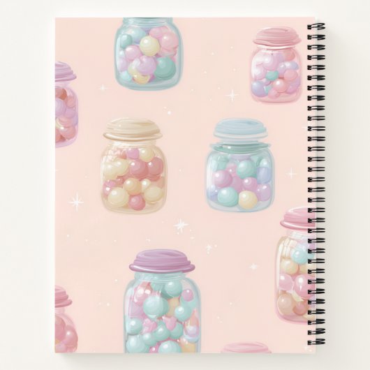 Personalized Pastel Candy Jar Pattern ノートブック (裏面)