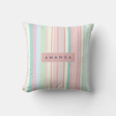 Personalized Pastel Candy Stripe Design クッション (正面)