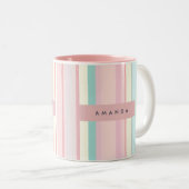 Personalized Pastel Candy Stripe Design ツートーンマグカップ (正面右)