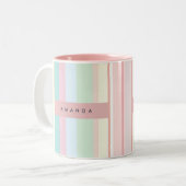 Personalized Pastel Candy Stripe Design ツートーンマグカップ (正面左)
