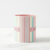 Personalized Pastel Candy Stripe Design ツートーンマグカップ (中央)
