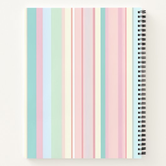 Personalized Pastel Candy Stripe Design ノートブック (裏面)