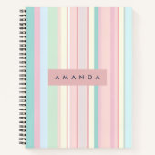 Personalized Pastel Candy Stripe Design ノートブック (正面)