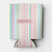 Personalized Pastel Candy Stripe Design 缶クーラー (正面)