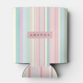 Personalized Pastel Candy Stripe Design 缶クーラー (裏面)