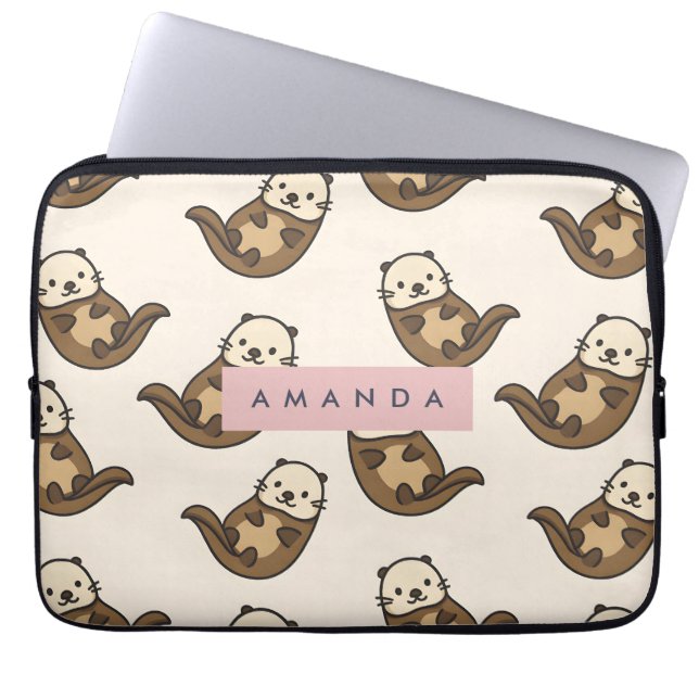 Personalized Pastel Charming Cat Pattern ラップトップスリーブ (正面)