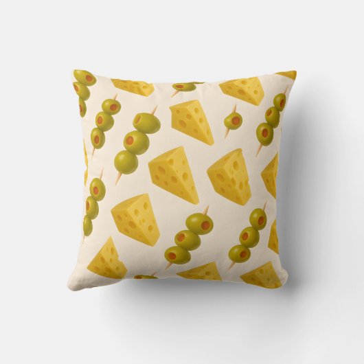 Personalized Pastel Cheese and Olive Pattern クッション (裏面)