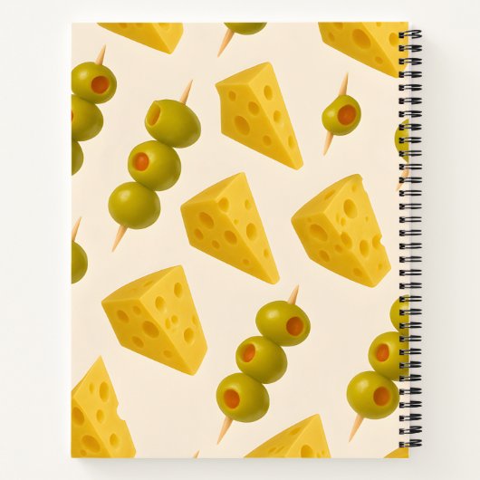 Personalized Pastel Cheese and Olive Pattern ノートブック (裏面)