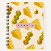 Personalized Pastel Cheese and Olive Pattern ノートブック (正面)
