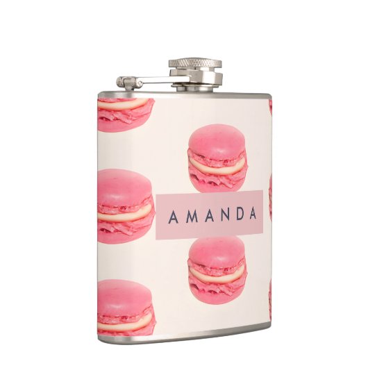 Personalized Pastel Chic Pink Macaron Pattern フラスク (右)